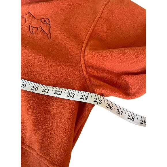 Devon & Jones Men's Sz Large Fleece Sweater Orange 2 Pockets 1/4 Zip Husky Dog - Picture 9 of 11